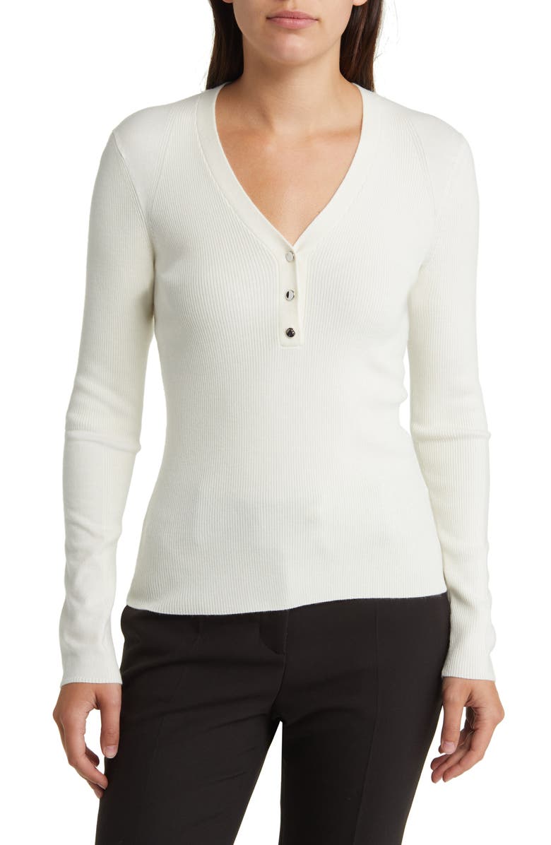 BOSS Faramena Rib Henley Sweater, Alternate, color, 