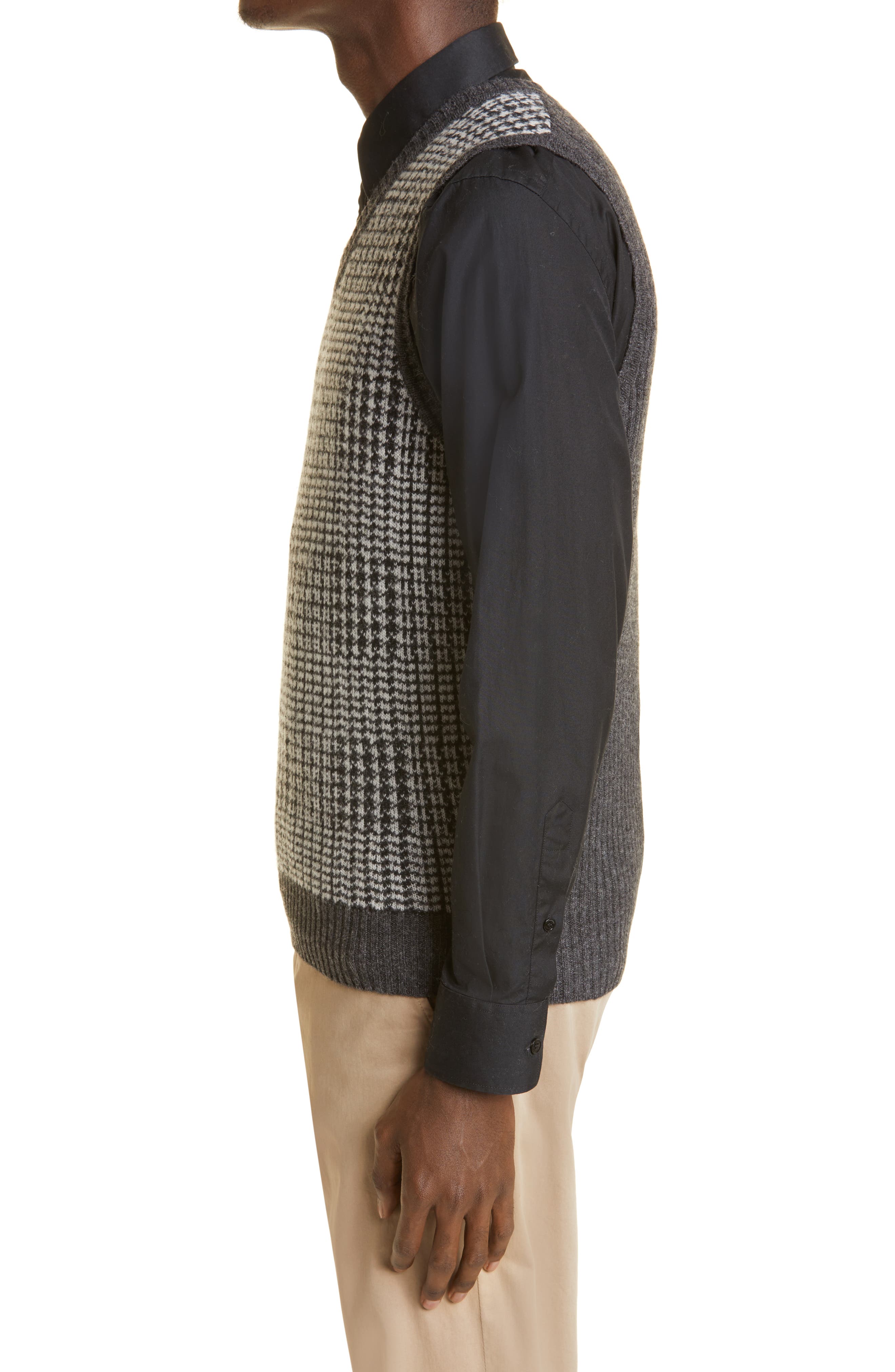BEAMS Plus Houndstooth Check Wool Blend Sweater Vest (Men) | Nordstrom