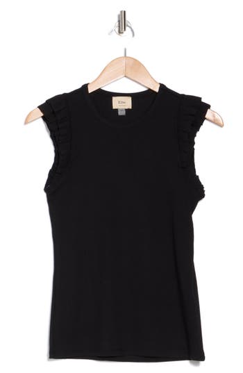Elie Elie Tahari Rib Flutter Sleeve Top