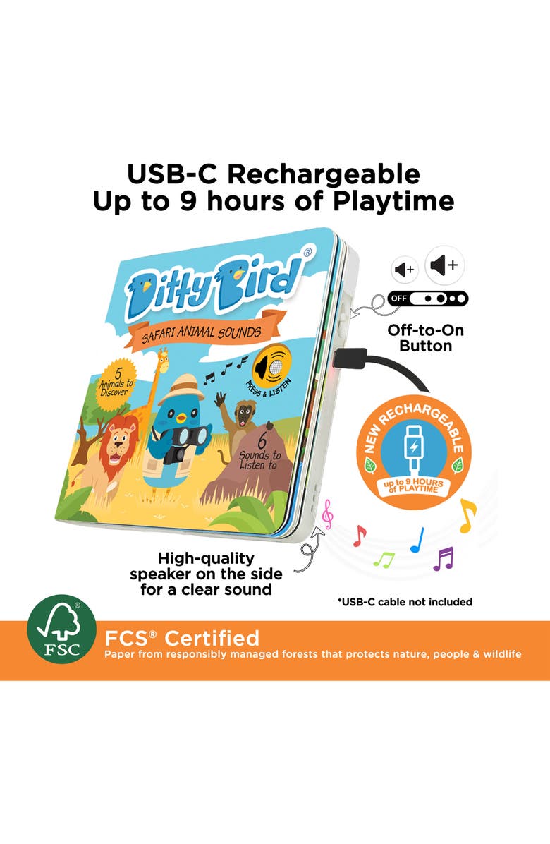 Ditty Bird 'Safari Animal Sounds' Board Book, Alternate, color, Blue Multi