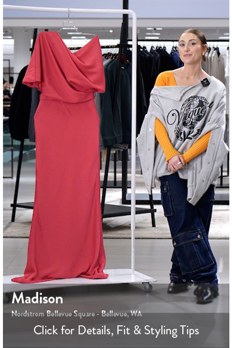 Slouch One-Shoulder Hammered Satin Gown video