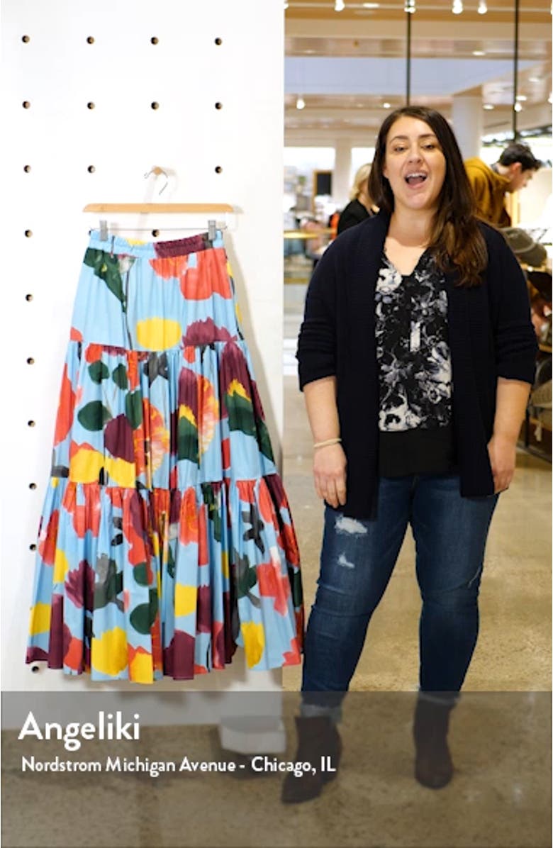 Big Print Convertible Tiered Cotton Maxi Skirt, sales video thumbnail