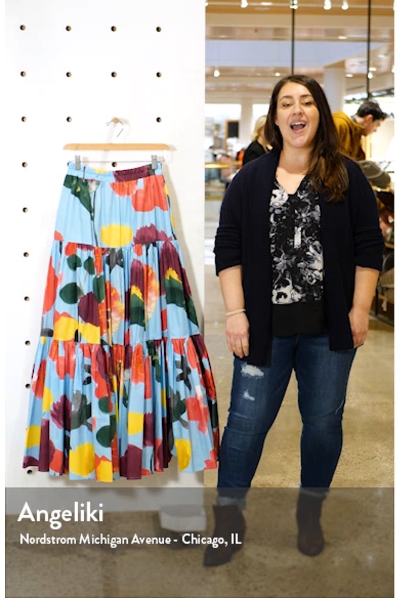 Big Print Convertible Tiered Cotton Maxi Skirt video