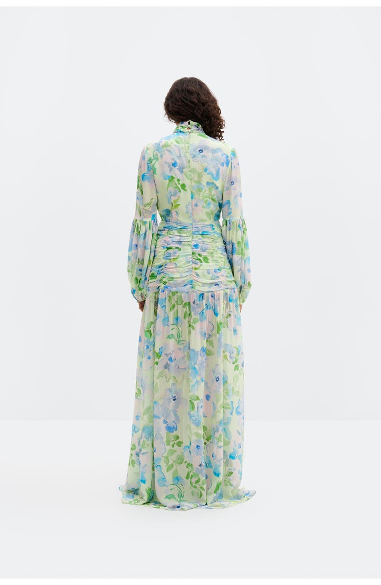 Malina Thalia Draped Waist Maxi Dress, Alternate, color, Pastel Floral Pistachio