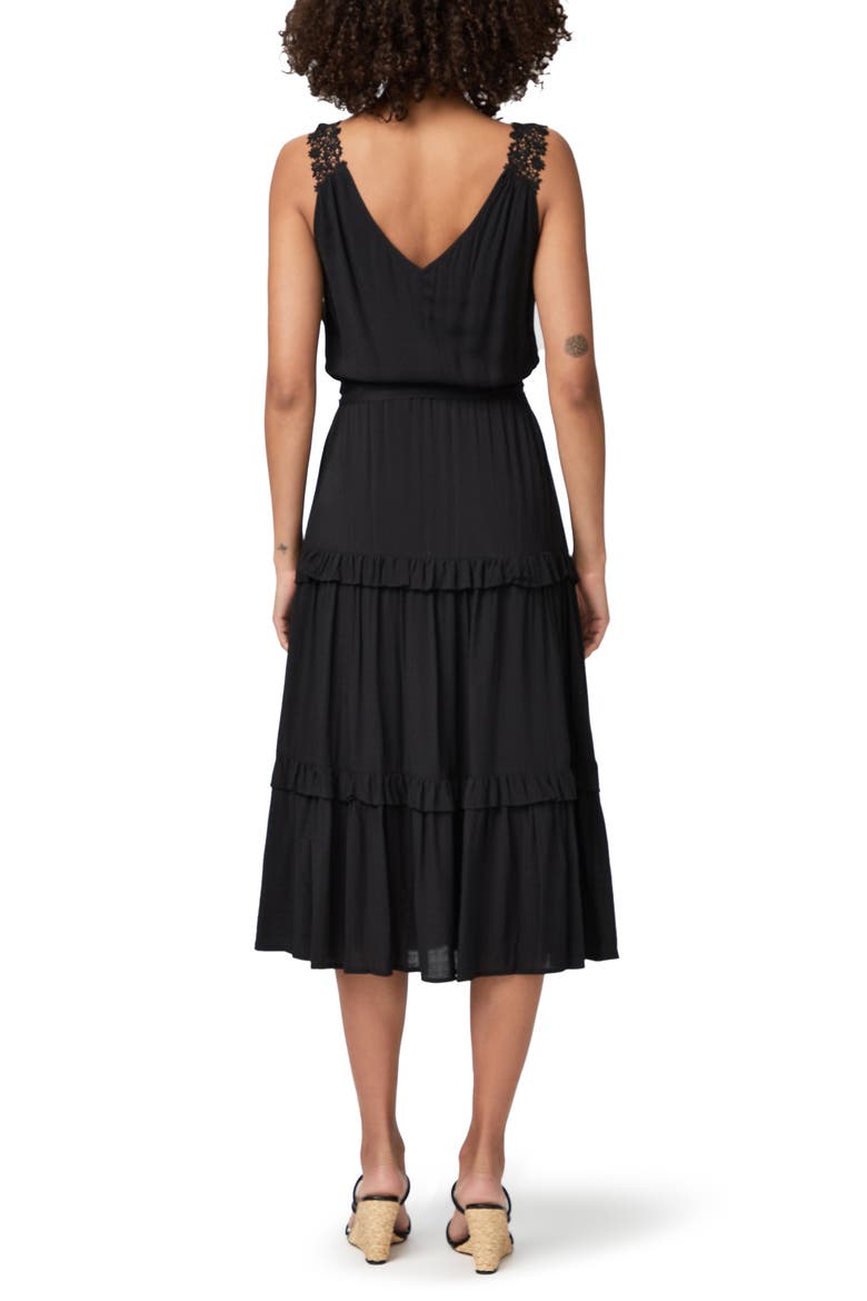 Riviera Tiered Midi Dress, Alternate, color, BLACK