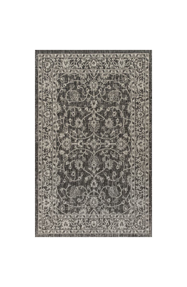JONATHAN Y Palazzo Vine and Border Textured Weave Indoor/Outdoor Area Rug, Main, color, Black/Gray