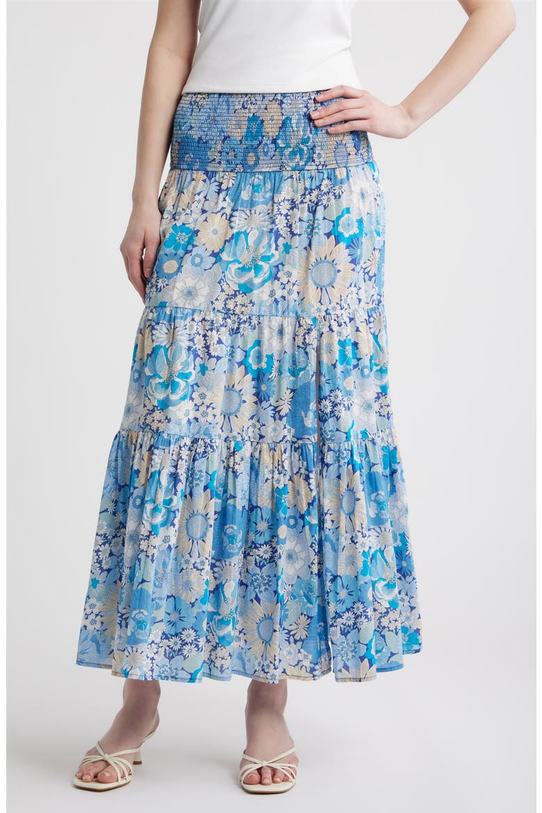 Izzy Print Smocked Waist Maxi Skirt, Main, color, SUMMERS IN THE SUN