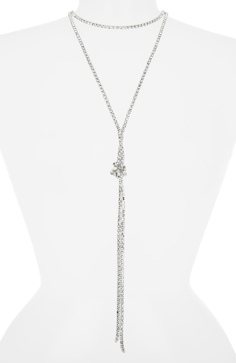 NORDSTROM RACK Layered Crystal Y-Drop Necklace, Alternate, color, Clear- Silver