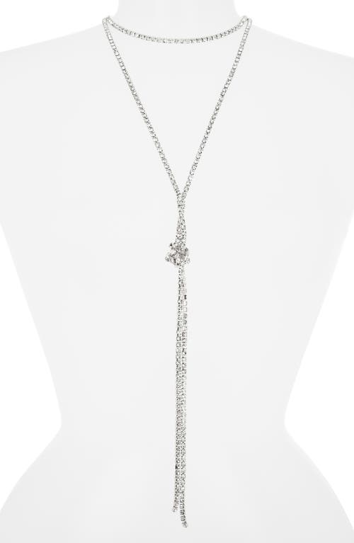 Nordstrom Rack Layered Crystal Y-drop Necklace In Silver