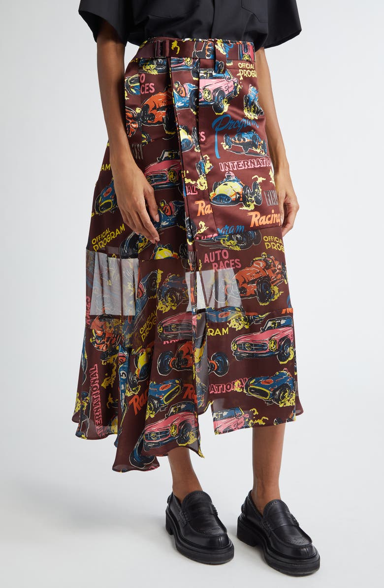 Sacai Race Car Print Belted Cargo Skirt, Alternate, color, 