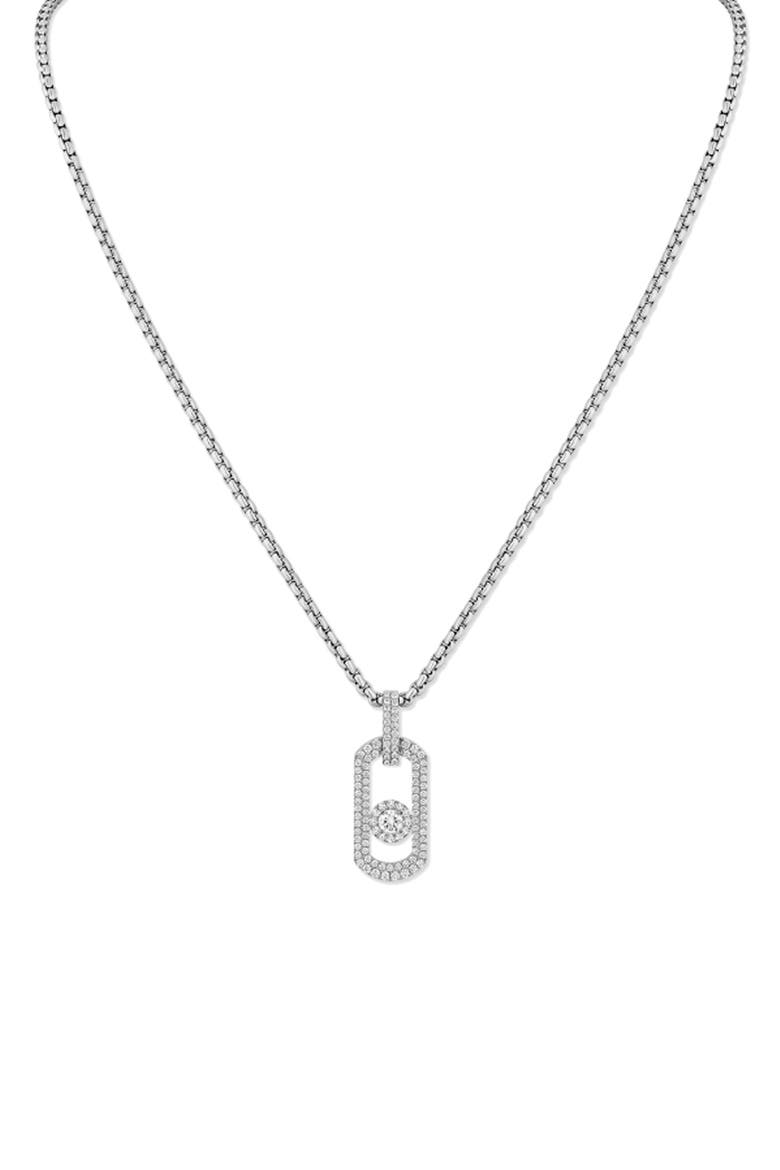 So Move Pavé Diamond Titanium Necklace, Main, color, TITANIUM