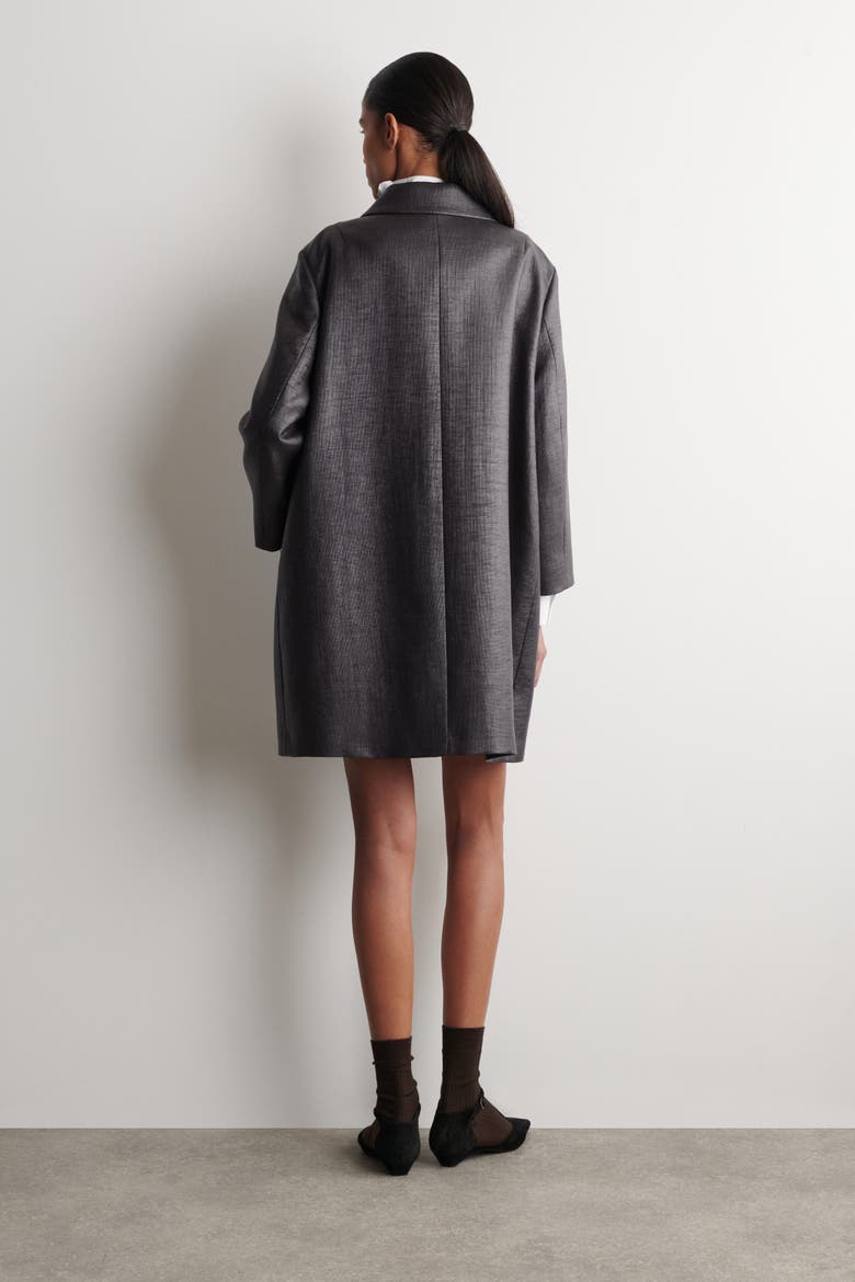 Textured Single-Breasted Coat, Alternate, color, CHARCOAL