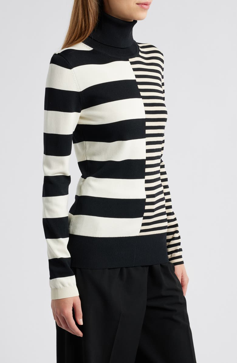 Solid & Striped The Greta Stripe Turtleneck Seater, Alternate, color, Noir / Brule / Khaki