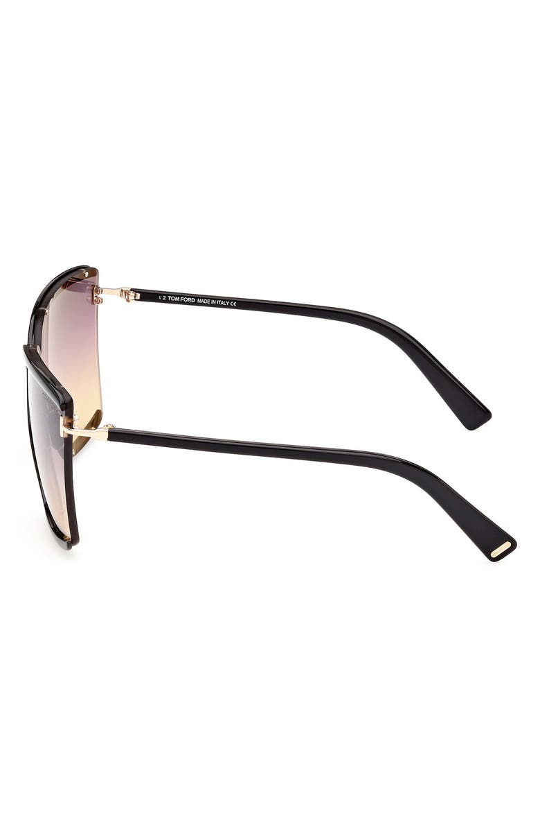 TOM FORD Elle 71mm Gradient Square Sunglasses, Alternate, color, Shiny Black / Gradient Smoke