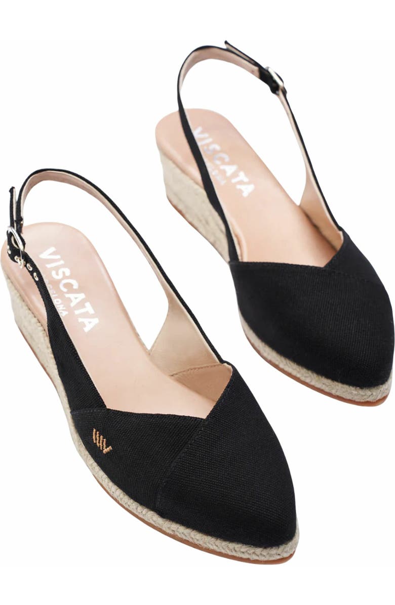 VISCATA Premia Canvas Espadrille Wedges, Alternate, color, Black