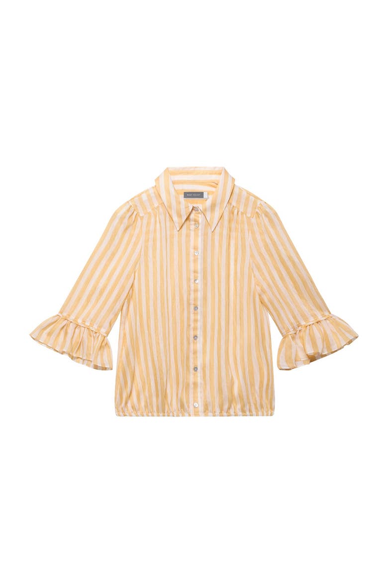 Striped Ruffle Detail Shirt, Alternate, color, Yellow