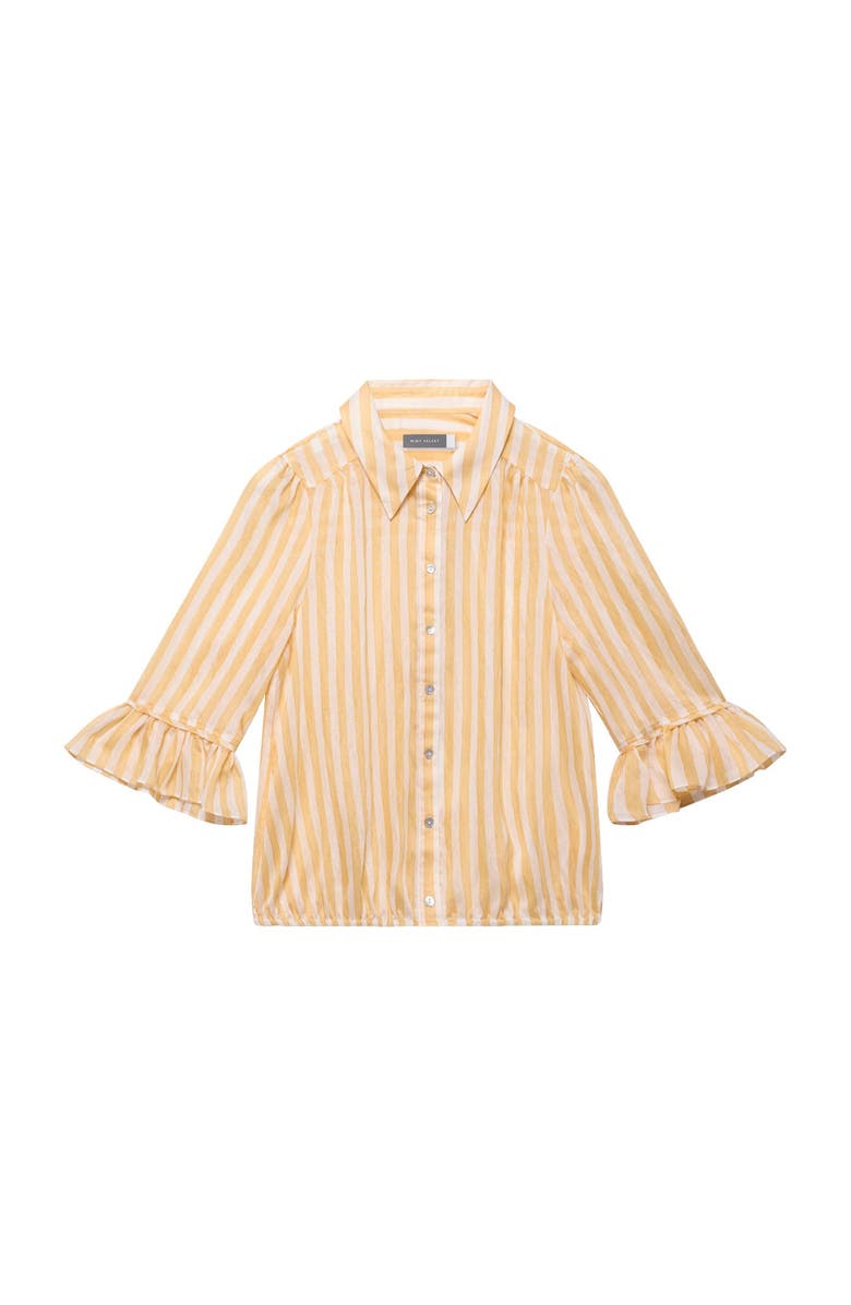 MINT VELVET Striped Ruffle Detail Shirt, Alternate, color, Yellow