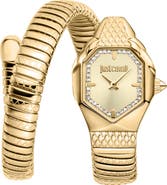 Just Cavalli Snake Wraparound Bracelet Watch, 22mm x 34.5mm