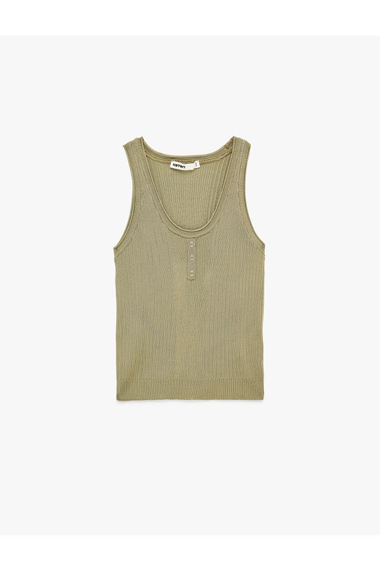 Ribbed Scoop Neck Sleeveless Top, Alternate, color, KHAKI