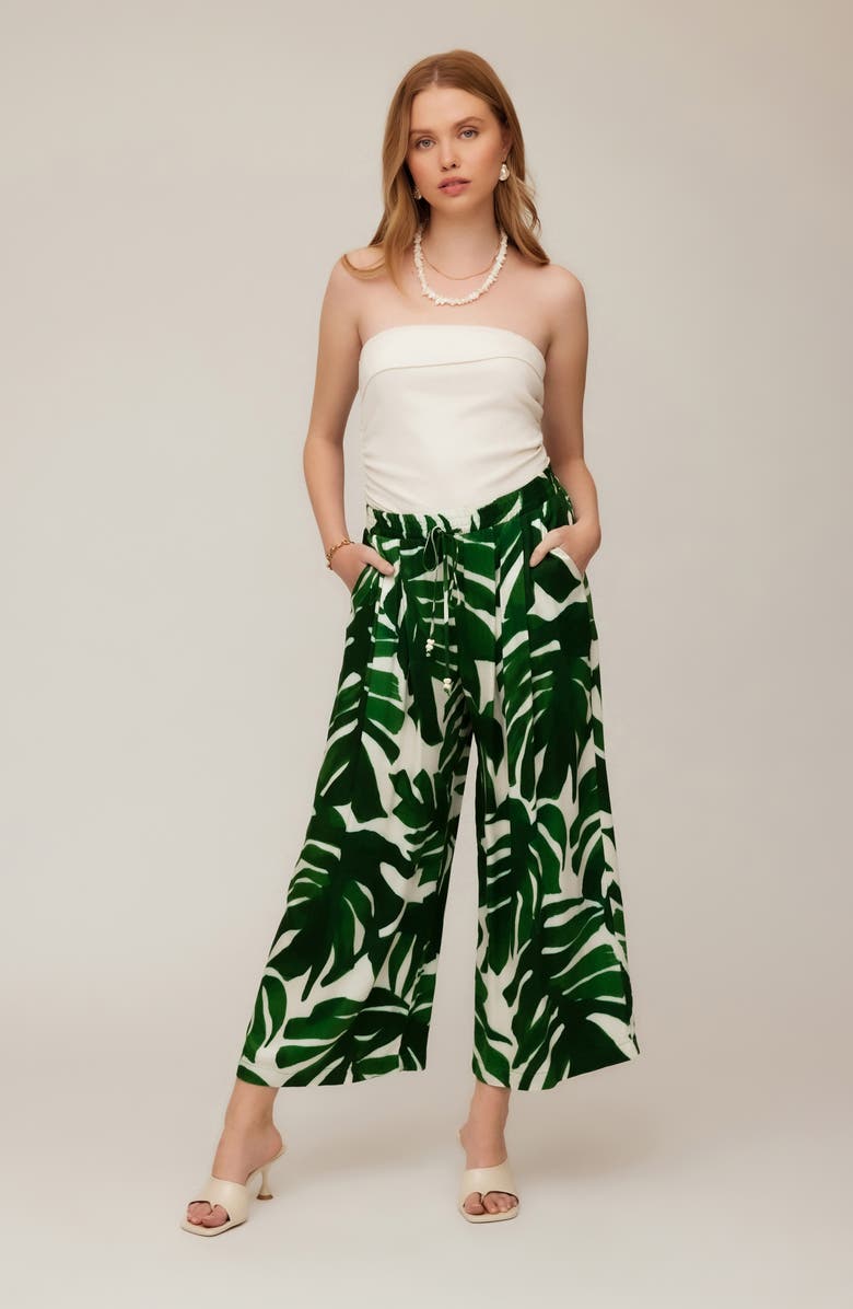 FIFTEEN TWENTY Etta Wide Leg Crop Drawstring Pants, Alternate, color, Print