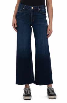 KUT from the Kloth Meg High Waist Raw Hem Wide Leg Jeans