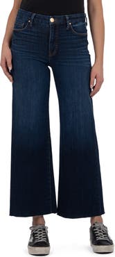 KUT from the Kloth Meg High Waist Raw Hem Wide Leg Jeans