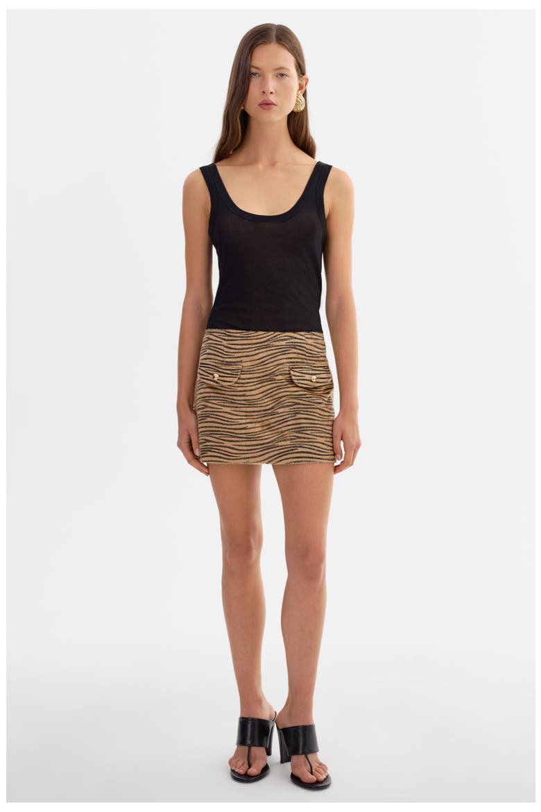 Olexa | Faux Hair Tiger Print Mini Skirt, Main, color, Ivory Tiger