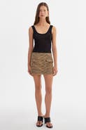 LAMARQUE Olexa | Faux Hair Tiger Print Mini Skirt