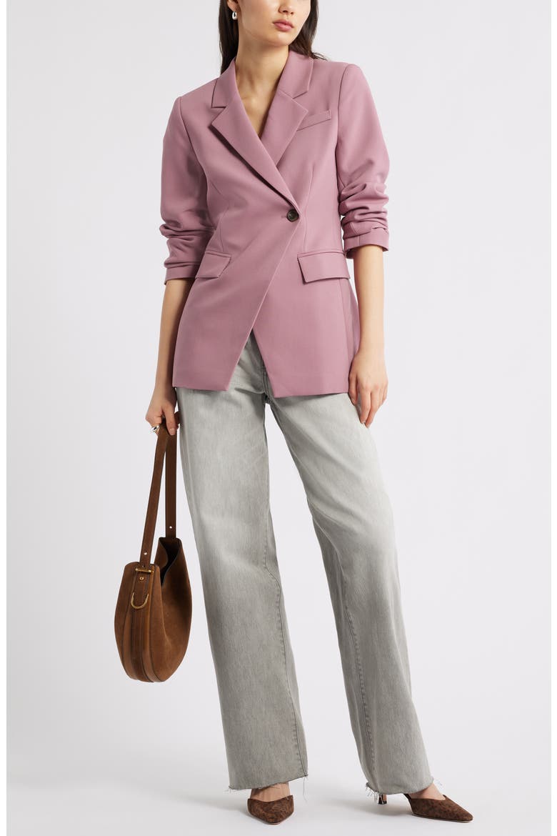 The Icon Asymmetric Fitted Blazer, Alternate, color, PURPLE WISTFUL
