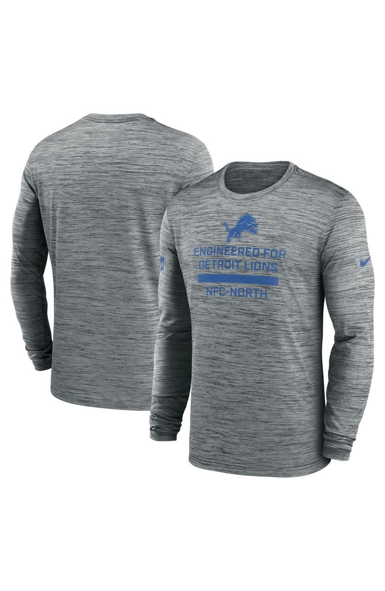 Nike Men's Nike Gray Detroit Lions Sideline Velocity Performance Long Sleeve T-Shirt, Main, color, Gray