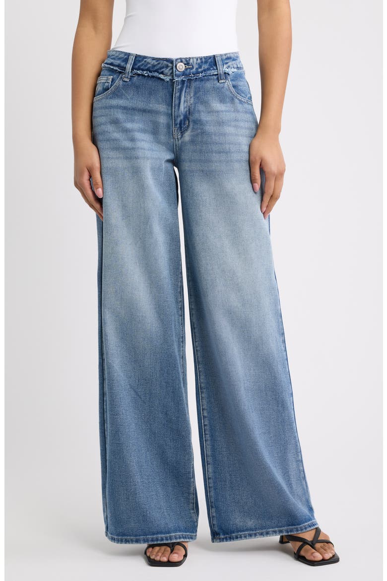 Studded Star Pocket High Waist Wide Leg Jeans, Main, color, 08C - LIGHT MEDIUM