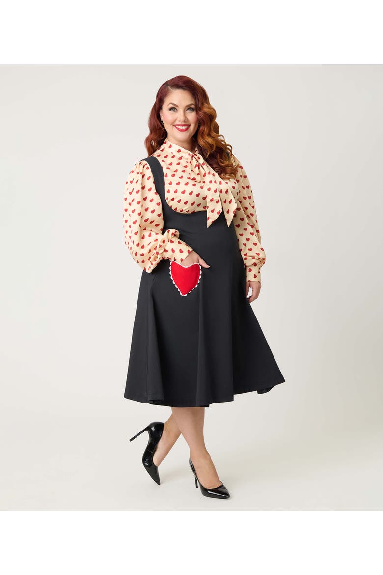 Plus Size Amma Swing Skirt, Alternate, color, Black W/Red Hearts
