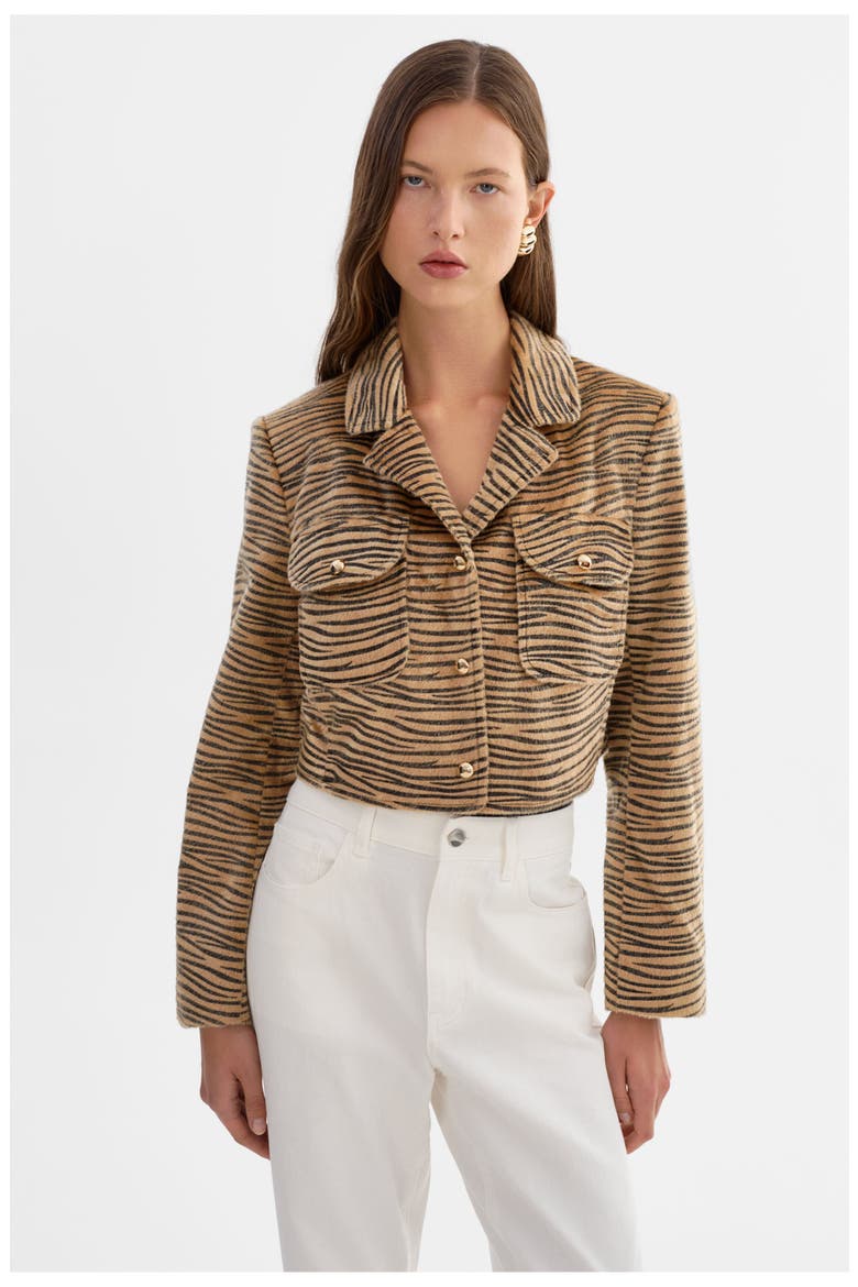 Jaylee | Tiger Print Cropped Jacket, Main, color, TGR