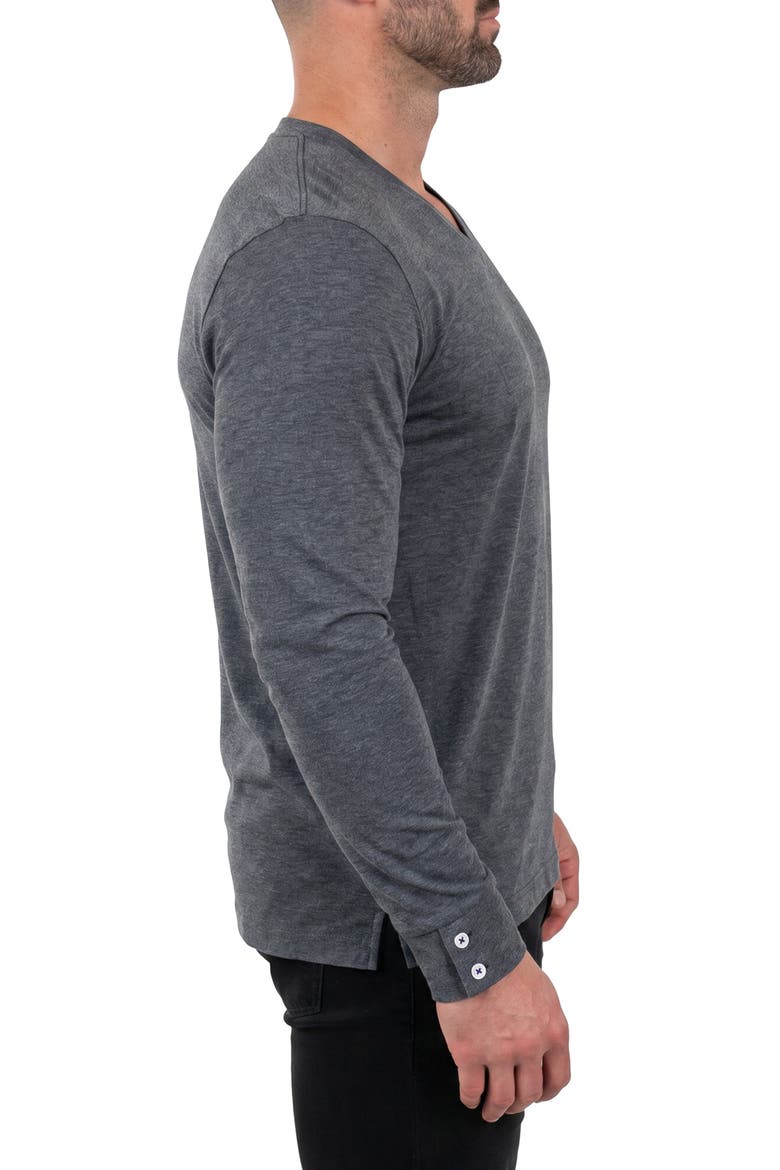 Edison Stretch Cotton Long Sleeve V-Neck T-Shirt, Alternate, color, GREY