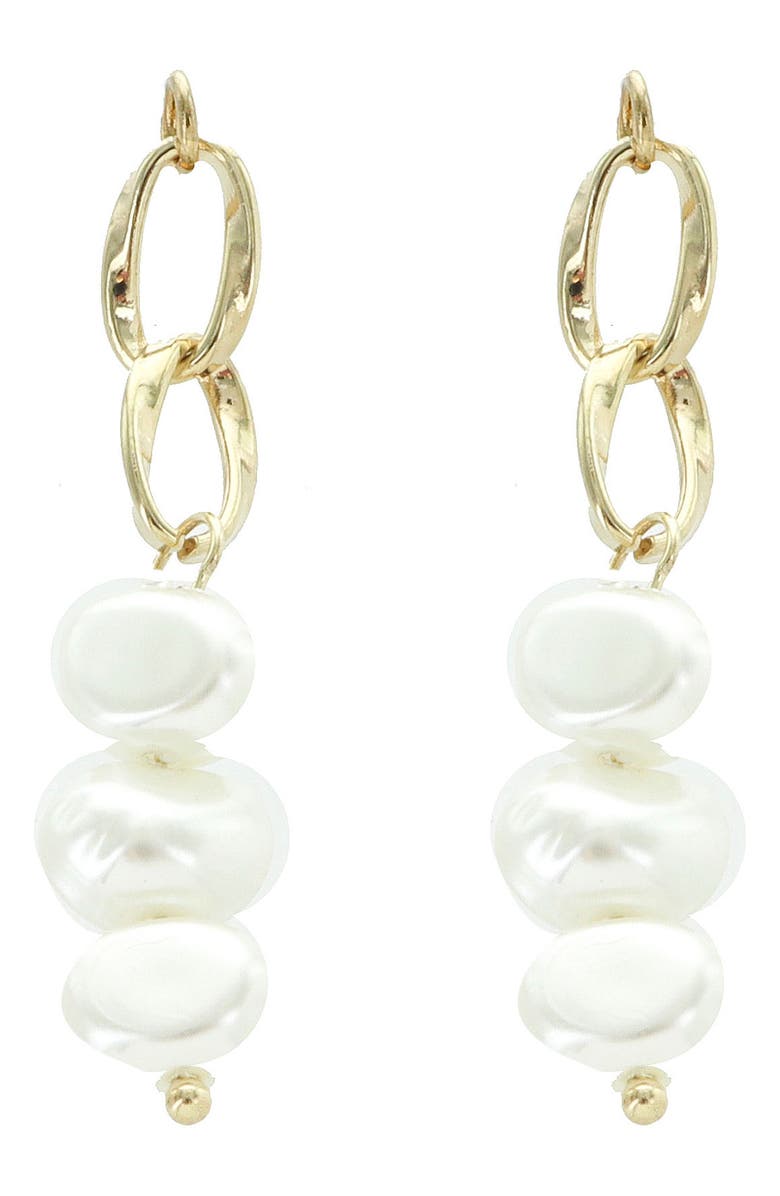 Panacea 10mm Faux Pearl Link Drop Earrings, Main, color, 