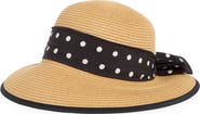 BUSBEE STYLE Polka Dot Band Straw Framer Hat