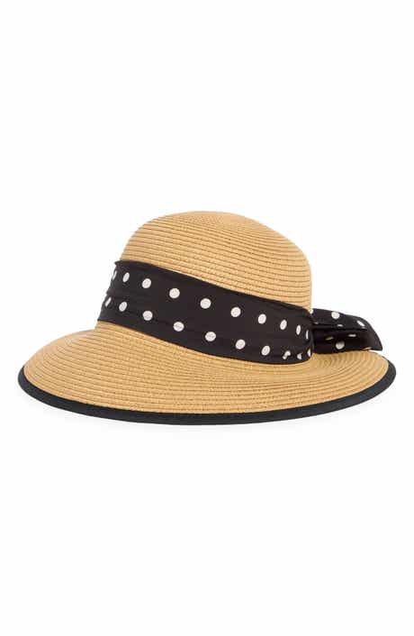 Polka Dot Band Straw Framer Hat