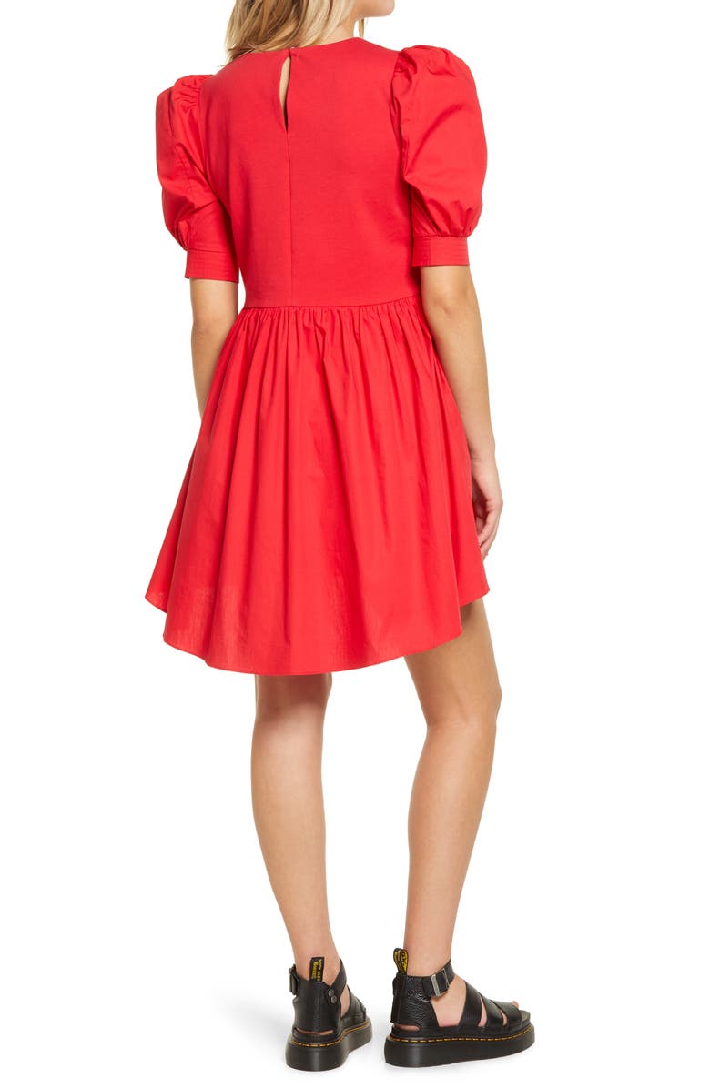 English Factory Mixed Media Puff Sleeve Dress, Alternate, color, 
