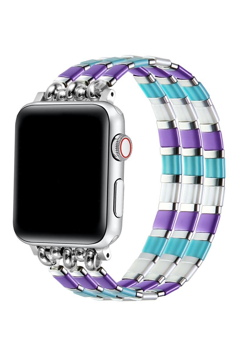 Slim Bracelet Apple Watch® Watchband, Alternate, color, BLUE/ SILVER