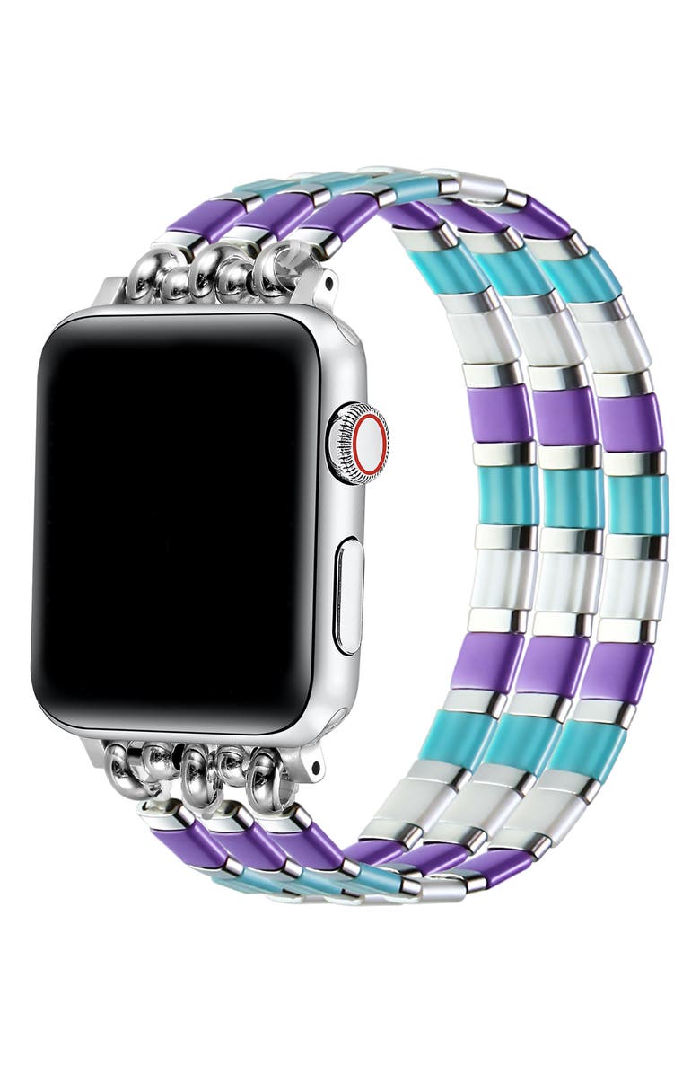 The Posh Tech Slim Bracelet Apple Watch<sup>®</sup> Watchband, Alternate, color, Blue/ Silver