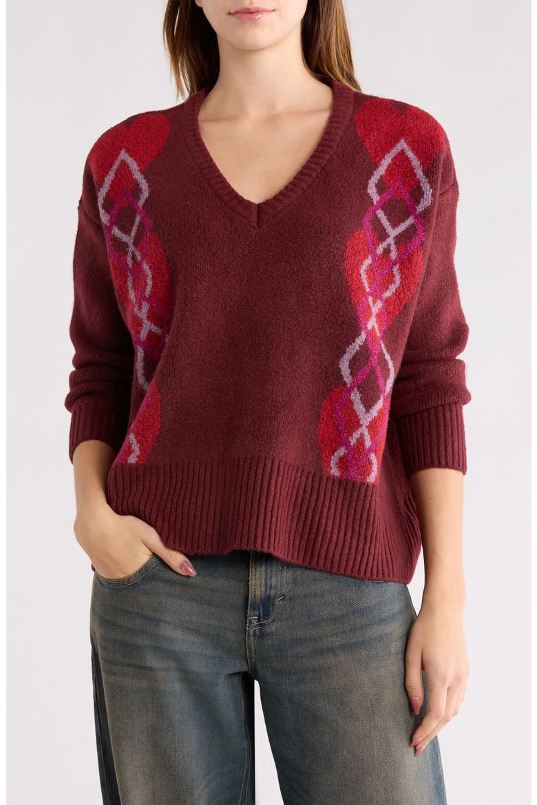 Elin Relaxed Fit Sweater, Main, color, BURGUNDY