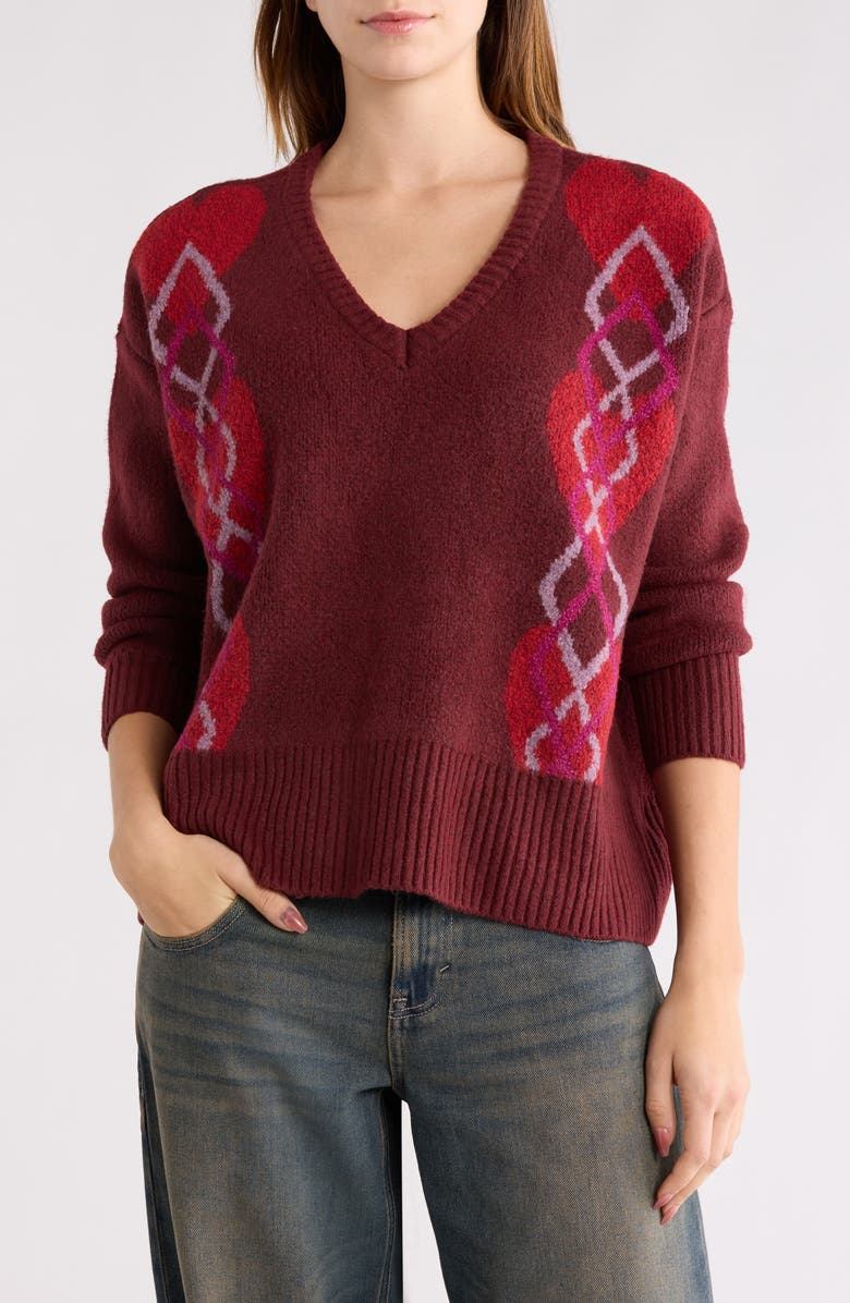 PacSun Elin Relaxed Fit Sweater, Main, color, Burgundy