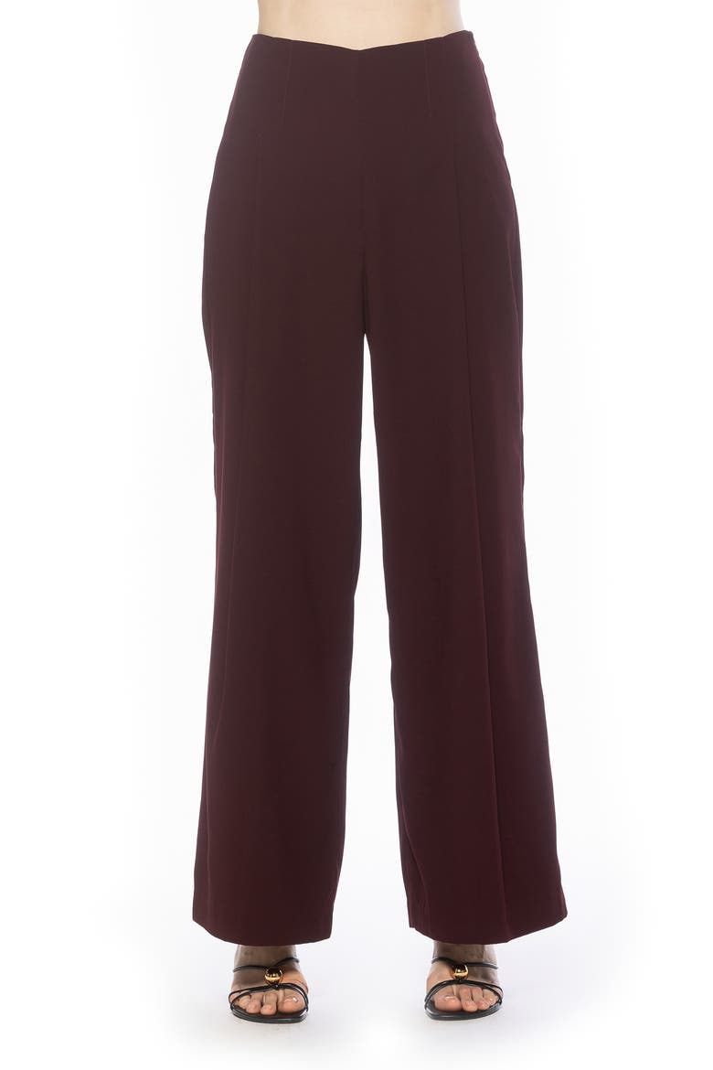 Elia High Waist Pleat Wide Leg Pants, Main, color, CRANBERRY