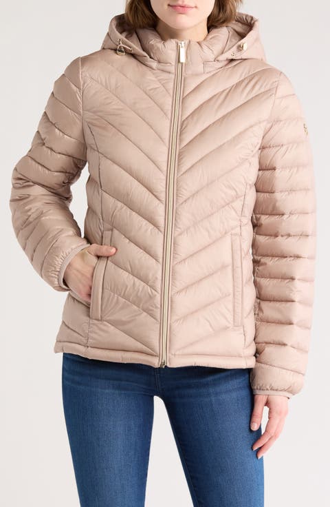 Hooded Chevron Quilted Jacket