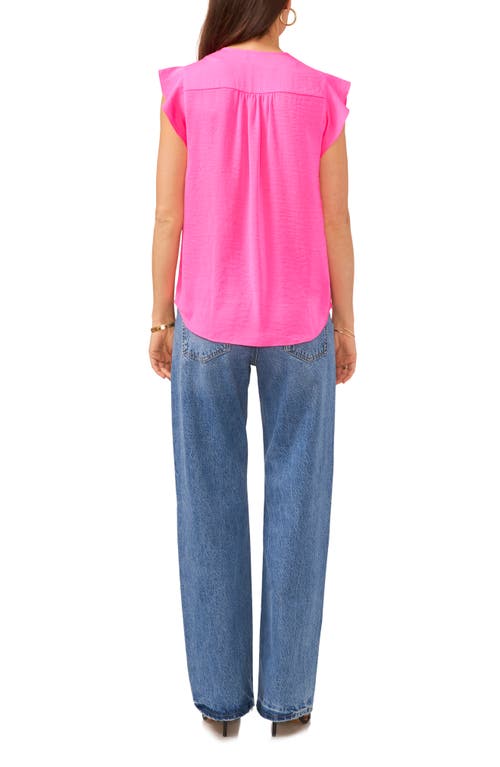 Vince Camuto Ruffle Sleeve Satin Top In Pink