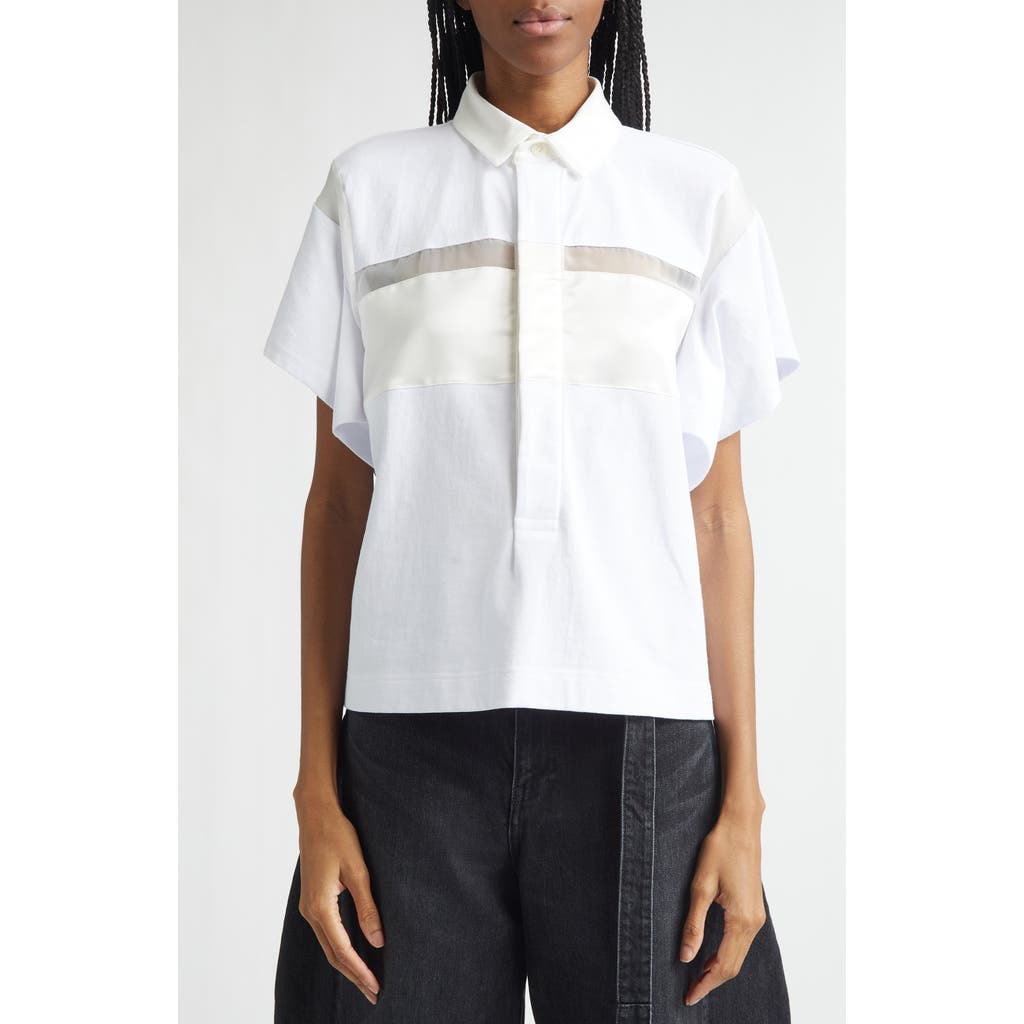 Sacai Cotton Jersey Pullover in White at Nordstrom, Size 4