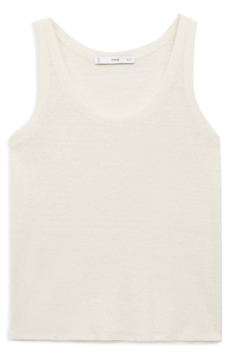 MANGO Linen Sweater Tank, Main, color, Ecru
