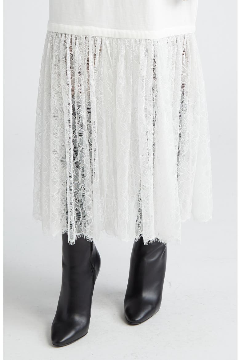 The Bobby Long Sleeve Lace Drop Waist T-Shirt Dress, Alternate, color, WHITE