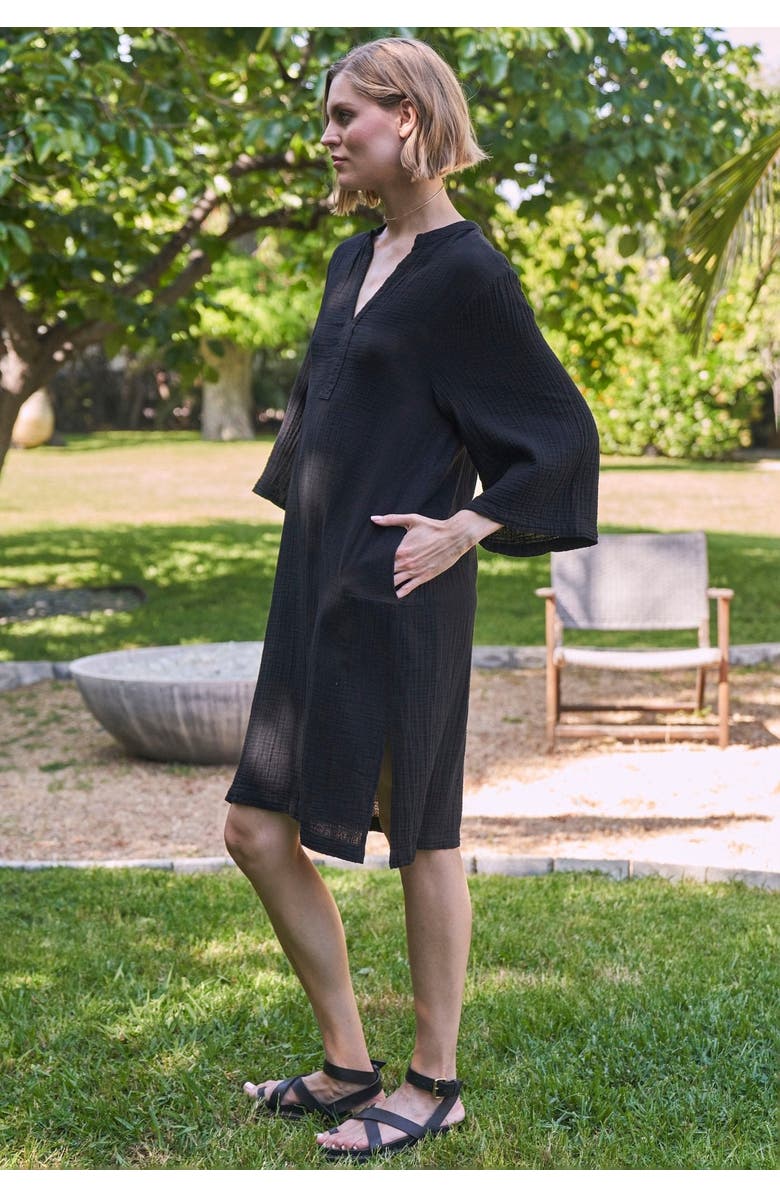 ocean+main Short Gauze Tunic Dress With Pockets, Alternate, color, 