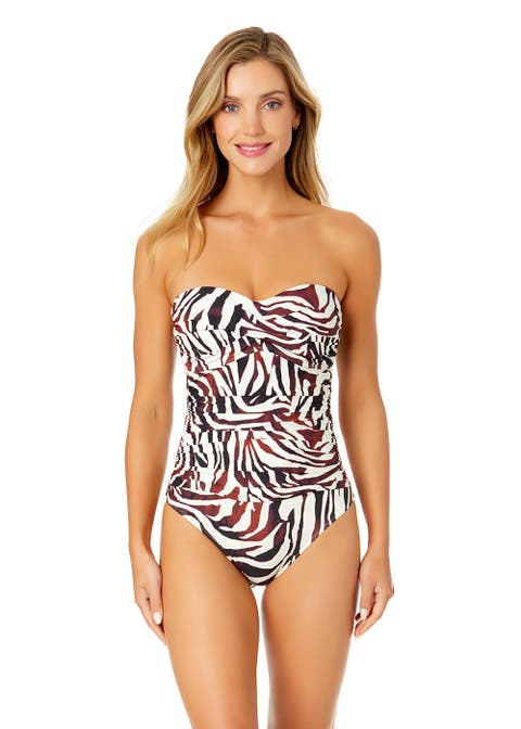 Women's Twist Front Shirred One Piece Swimsuit